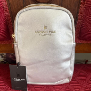 London Fog Crossbody/Sling Bag Silver with Gold Hardware